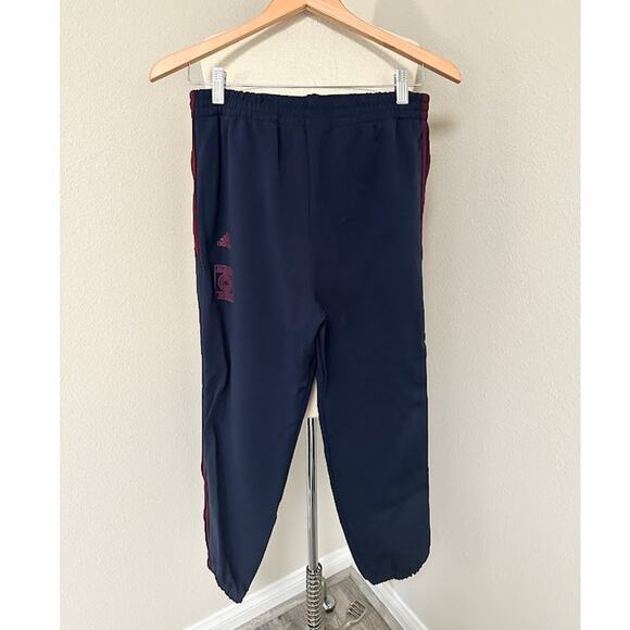 Adidas x Calabasas Jogger Pants Burgundy Red Stripes on Navy - Picture 2 of 6